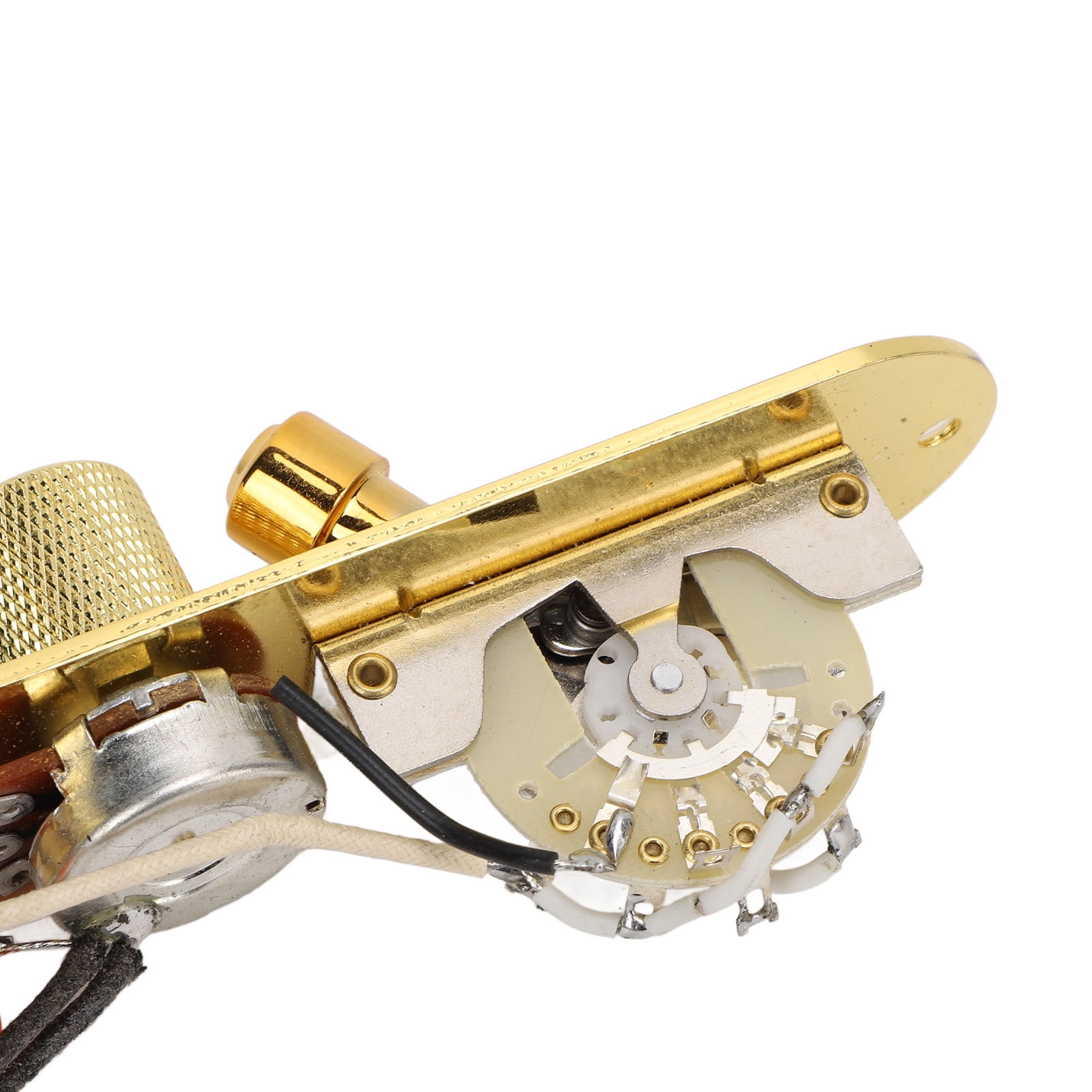 YAHHU Prewired Guitar Control Plate Replacement Parts with 5 Way Switch 250K Potentiometers Volume Tone Controls Plate for Telecaster Electric Guitars, High Precision Assembly, Gold, 9.45 inches