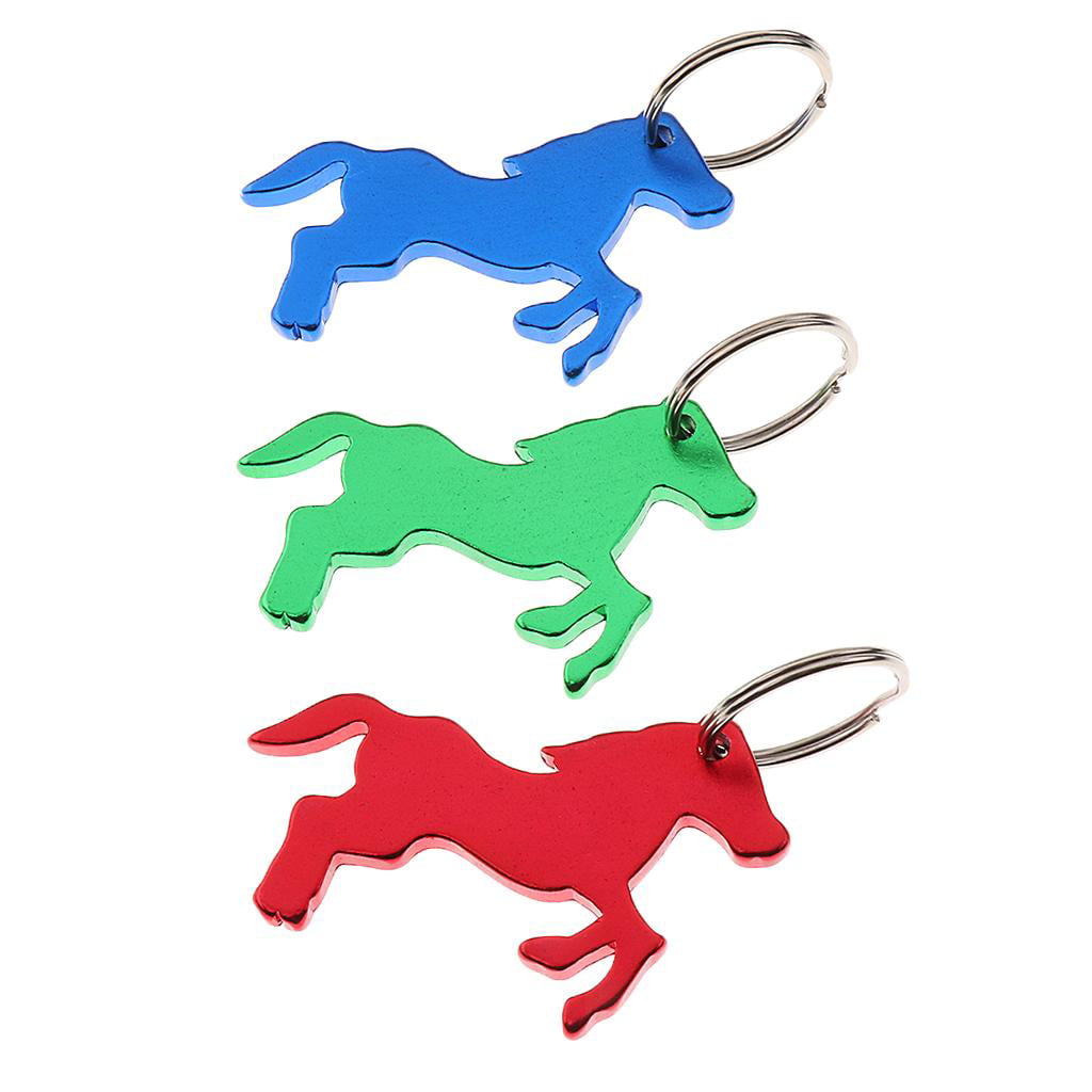 3 Style Horse Bottle Opener Key Ring Keychain Bag Pendent Red 