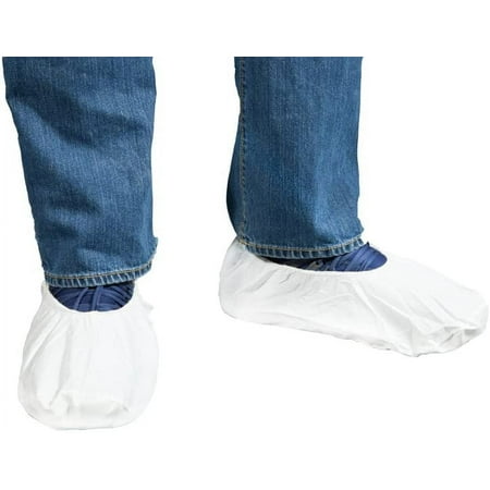 Quest Safety Products Traction Disposable Non Slip Shoe Cover Booties- Water Resistant Polypropylene Shoe Covers- Indoor-Outdoor (Large, 3 Pairs)