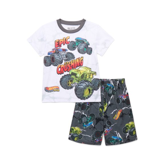 Hot Wheels Boys' Tee and Shorts Pajama Set, 2-Piece, Sizes 4-12