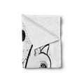 thumbnail image 2 of Alchemy Soft Flannel Fleece Throw Blanket, Sketch Graphic of Cats with Moons Clouds and Constellations, Cozy Plush for Indoor and Outdoor Use, 50" x 70", Charcoal Grey and White, by Ambesonne, 2 of 5