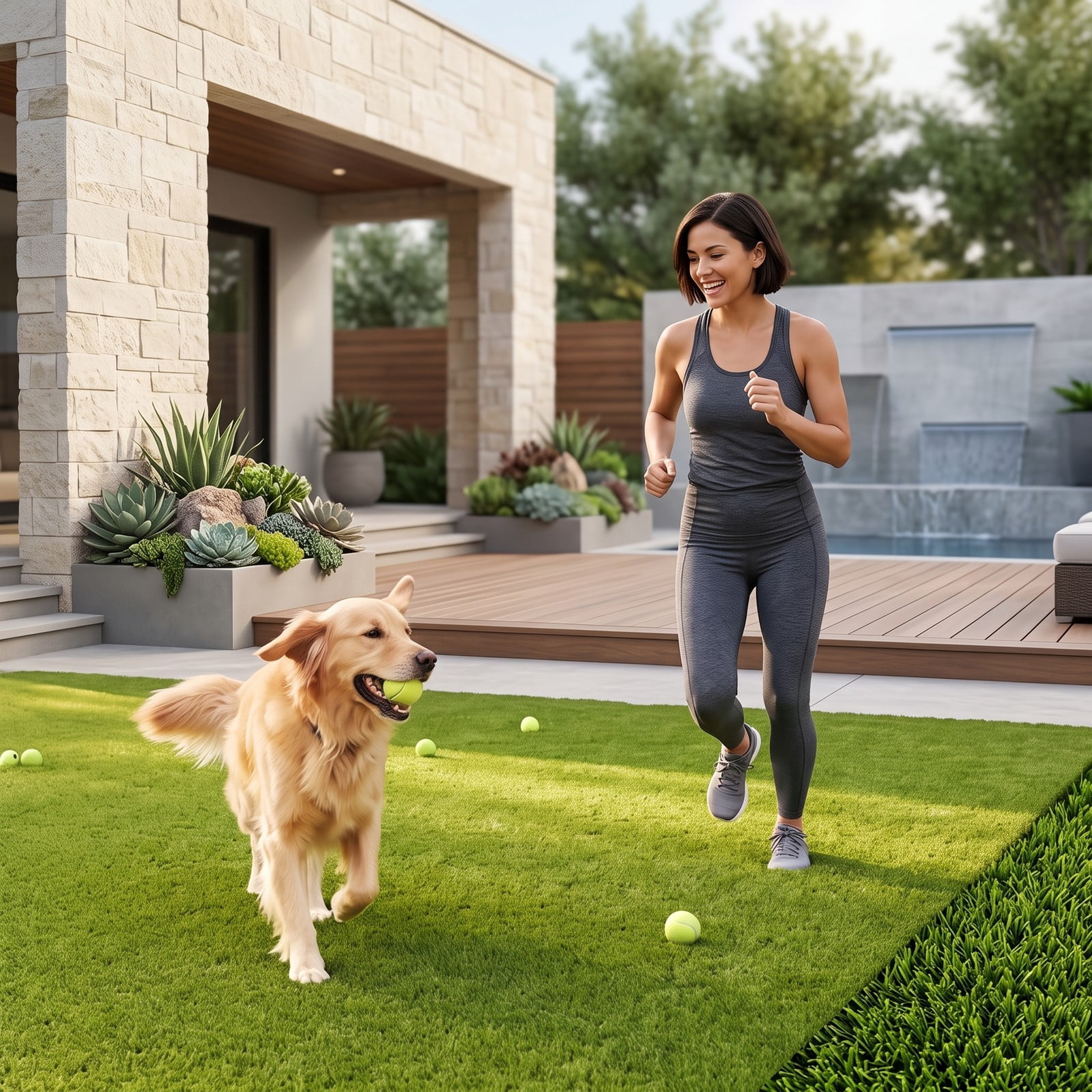 ALPULON 15 x 7 FT Artificial Turf Grass Rug, Realistic Synthetic Lawn Mat with Low 0.75 Inch Pile Height and Drainage Holes for Balcony Backyard Patio Pet Dog, Green