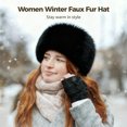 thumbnail image 2 of Women's Winter Faux Fur Hat, Warm Russian Style, Furry Bucket Headwear, 21.3-22.8 in Circumference, 2 of 5
