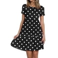 thumbnail image 3 of SMihono Robe d'Été Grande Taille pour Femmes 2023 Mode Décontractée Col Rond Couleur Unie Imprimée Manches Courtes, 3 of 5