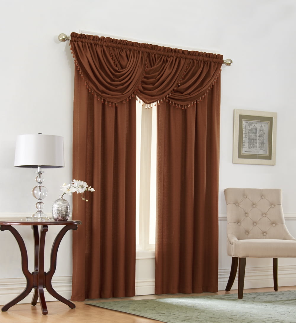 Assorted Colors Emerald Crepe Complete 5 Piece Textured Window Curtain Set 