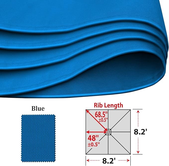 ALUVIERA Replacement Umbrella Canopy for 8.2ft x 8.2 ft 8 ribs