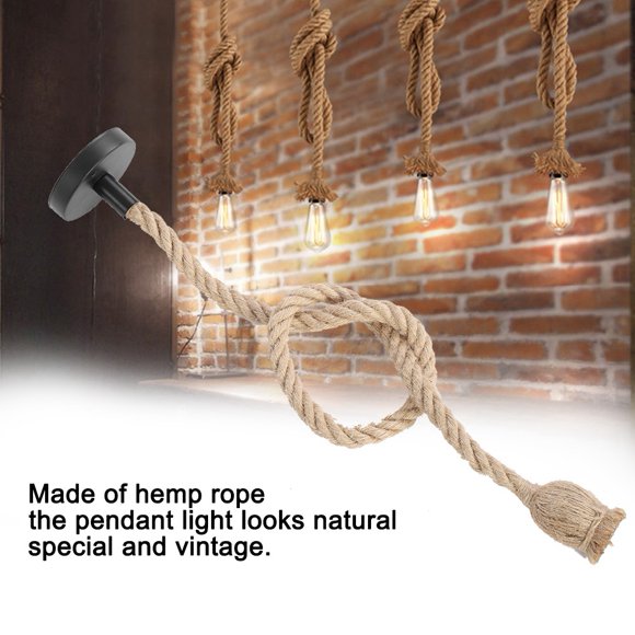 Suspension Vintage en Corde de Chanvre E27 avec Fil de Cuivre, Support de Lampe Décoratif DIY 1M pour Ambiance Chaleureuse (Prise Unique)