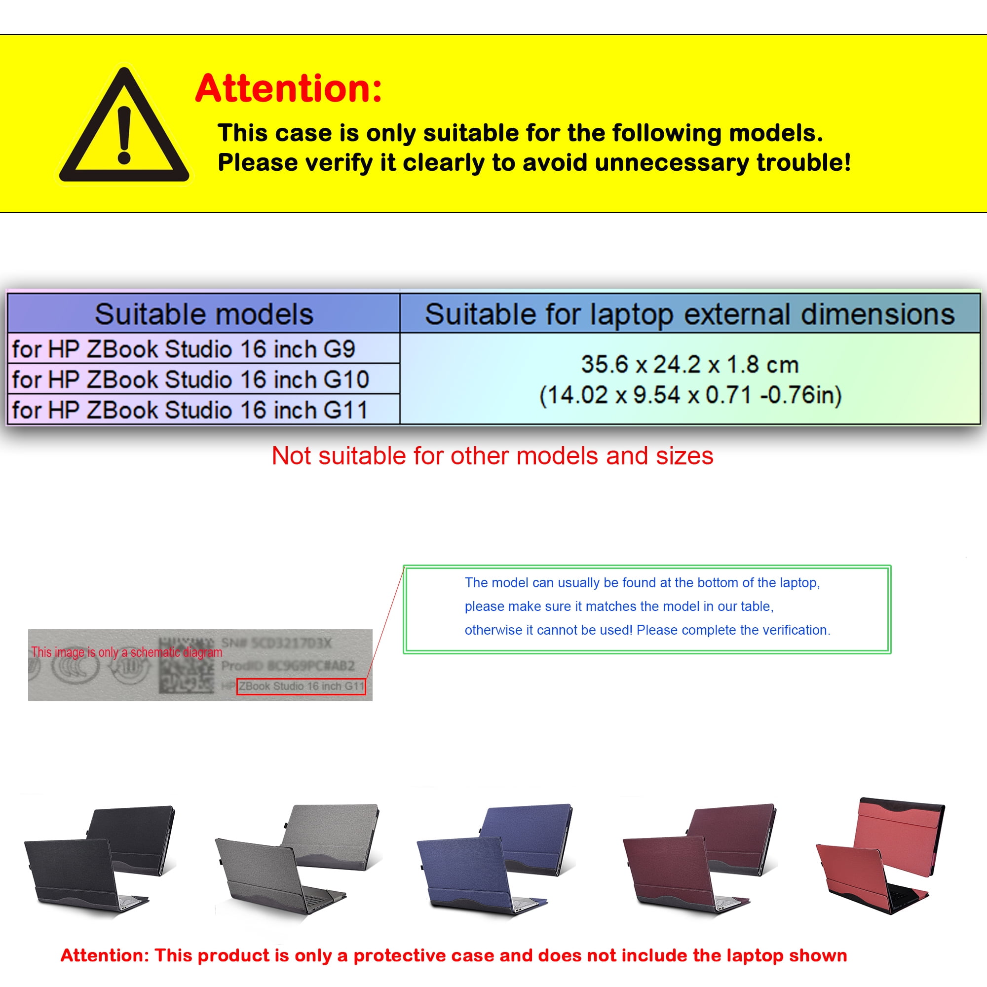 Laptop Cover Case for HP ZBook Studio 16 inch G9 G10 G11 Sleeve,PU leather Protective Shell Detachable Notebook PC Bag accessories