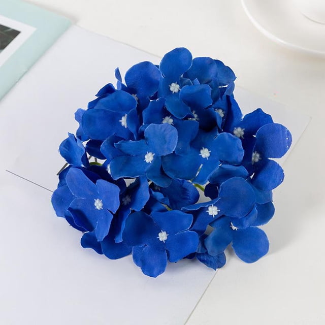 Cabezas de flores artificiales de hortensia azul | Paquete de 3 | Material de tela | 16x8cm | Decoración del hogar, corona navideña, exposición mural | Tonos de degradado | Suministros ligeros para