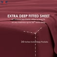 thumbnail image 3 of 20-inch Extra Deep Pockets - Pure Giza Cotton Twin XL Size, Burgundy Color Bedsheet Set - 400-Thread-Count, 6-PC [1 flat sheet, 1 fitted sheet, 2 pillowcases], 3 of 7