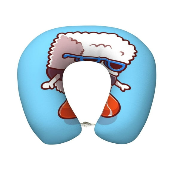 Disketp Sushi Salmon Surfing Travel Pillow Memory Foam Neck Pillow Support Pillow for Camping, Sleeping Rest Cushion Airplane Pillow
