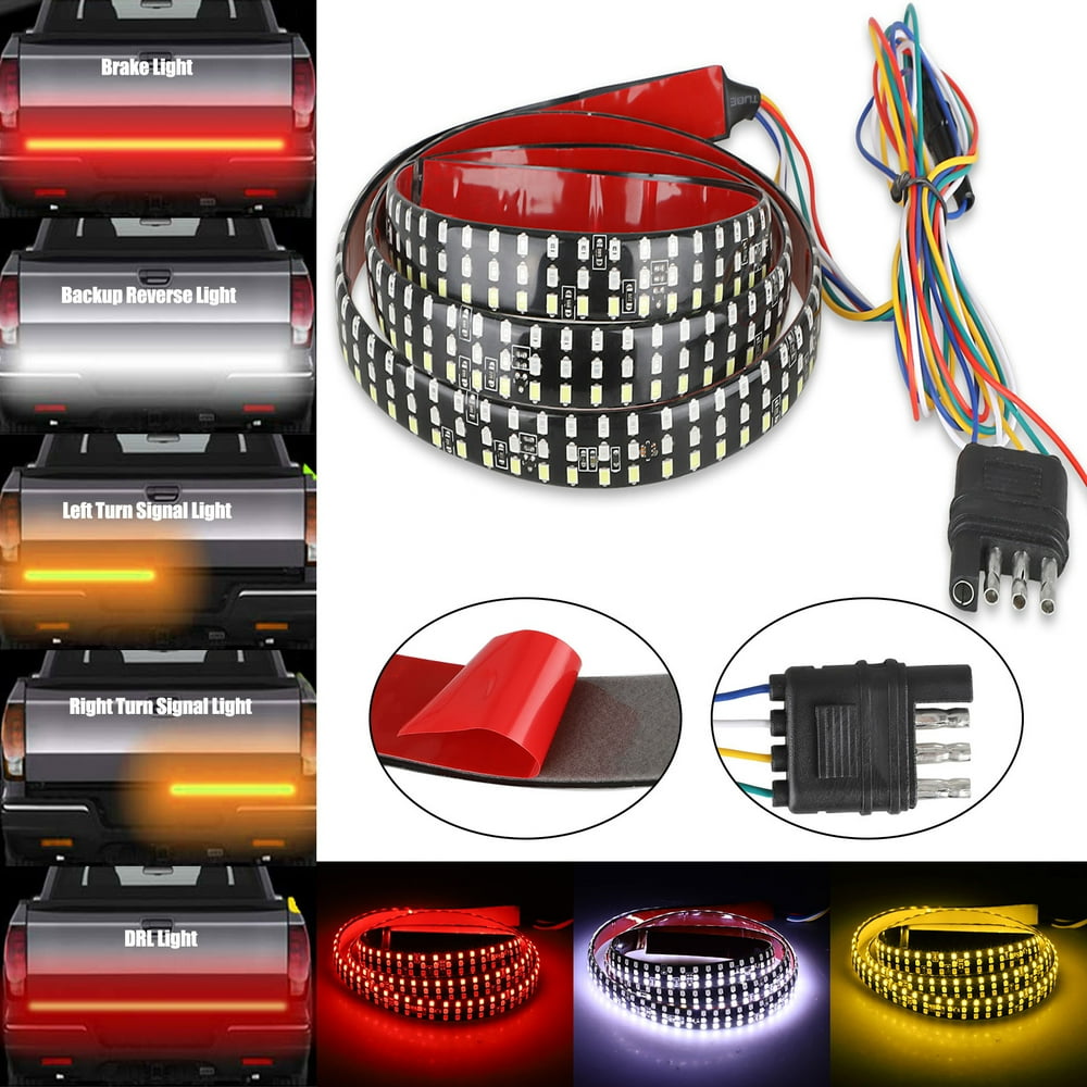 EEEkit Truck Tailgate Bar 48" Triple Row 2835 LED Strip with Red Brake