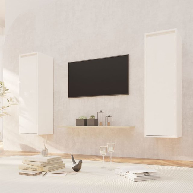 vidaXL Armoires Murales 2 pcs Blanc 30x30x100 cm Pin Massif