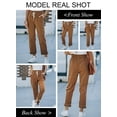 thumbnail image 2 of Asyoly Women's Pants High Waisted Corduroy Pants for Women Casual Drawstring Straight Leg Pants Trousers with Pockets, 2 of 7