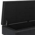 thumbnail image 3 of Owen 48 inch Wide Mid-Century Modern Rectangular Storage Ottoman in Midnight Black Vegan Leather, 3 of 11