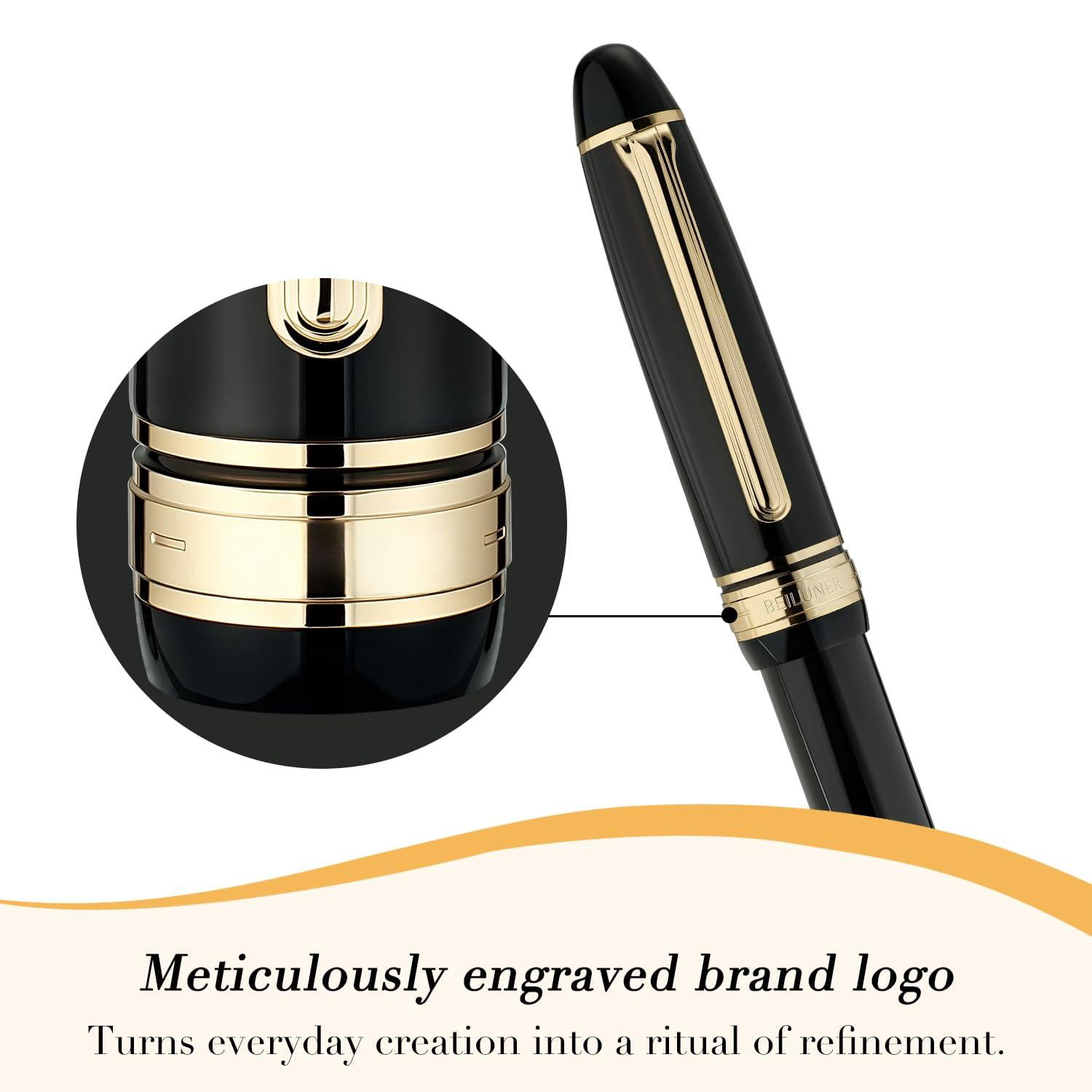 319 Piano Black Lacquer Rollerball - Stunning Luxury Pen With  Heavy Ink Refill Gift Set For Men & Women Professional Executive Office Fancy Classic Pens