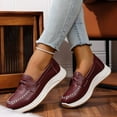 thumbnail image 6 of SYMOID Womens Wine Platform Loafers - Comfortable Pu Faux Leather Shoes with Bow Accent, Slip-Resistant Shock-Absorbent Sole, Wide Size 36-43 for Work & Casual Daily Use,Size 38, 6 of 8