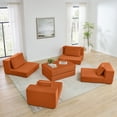 thumbnail image 3 of Modular Cloud Sectional Couch, Modern Upholstered L-Shaped Sofa with Removable Ottoman, Deep Seat Sleeper Couch with Throw Pillows for Living Room, Apartment, Small Space (Orange), 3 of 9