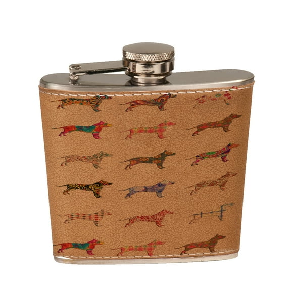 KuzmarK 6 oz. Leather Pocket Hip Liquor Flask - American Staffordshire Terrier Dog