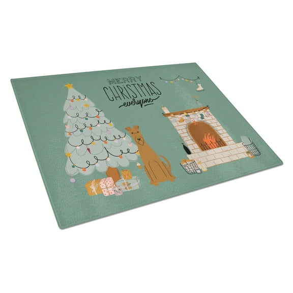 Carolines Treasures CK7625LCB Irish Terrier Christmas Everyone Glass Cutting Board Large 12H x 16W multicolor