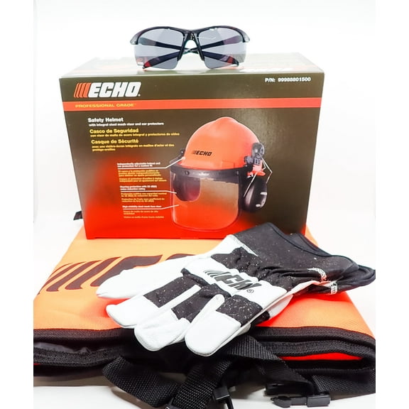 GENUINE ECHO CHAINSAW SAFETY KIT HELMET GLASSES CHAPS GLOVES 99988801527
