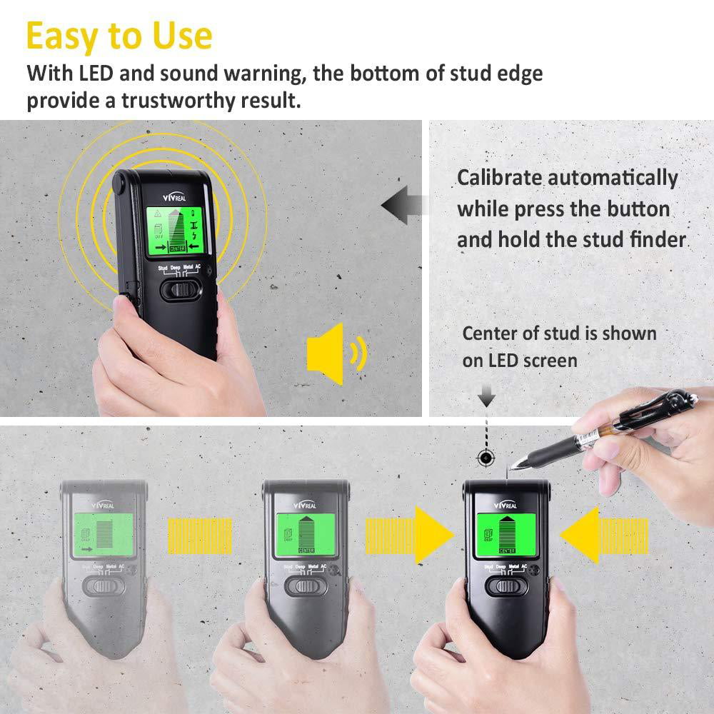 StudPro Wall Scanner & Stud Detector4 in 1 Multi Function LCD Stud Finder 