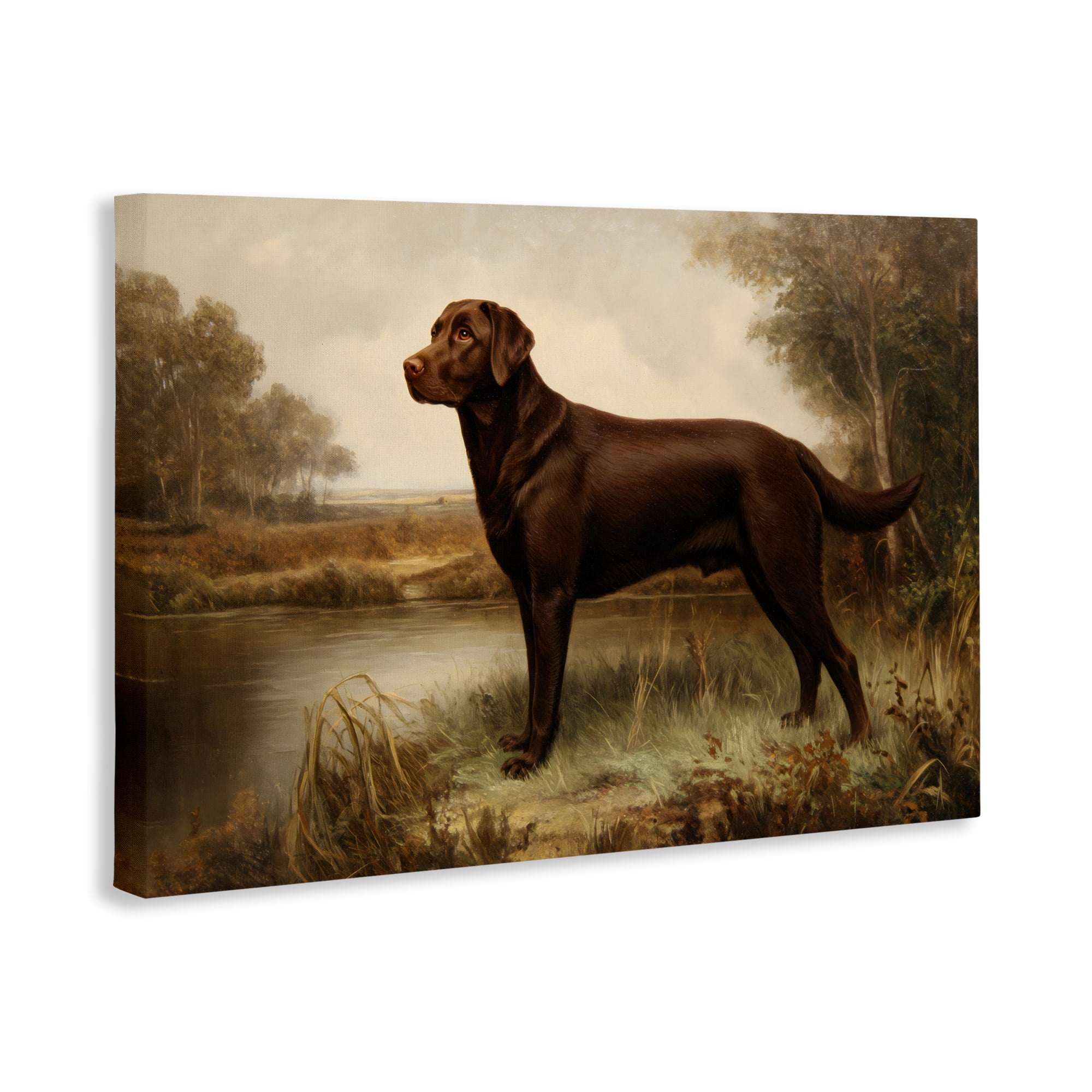 Stupell Industries Brown Lab By The River Canvas Wall Art, design by Petal Prints Design
