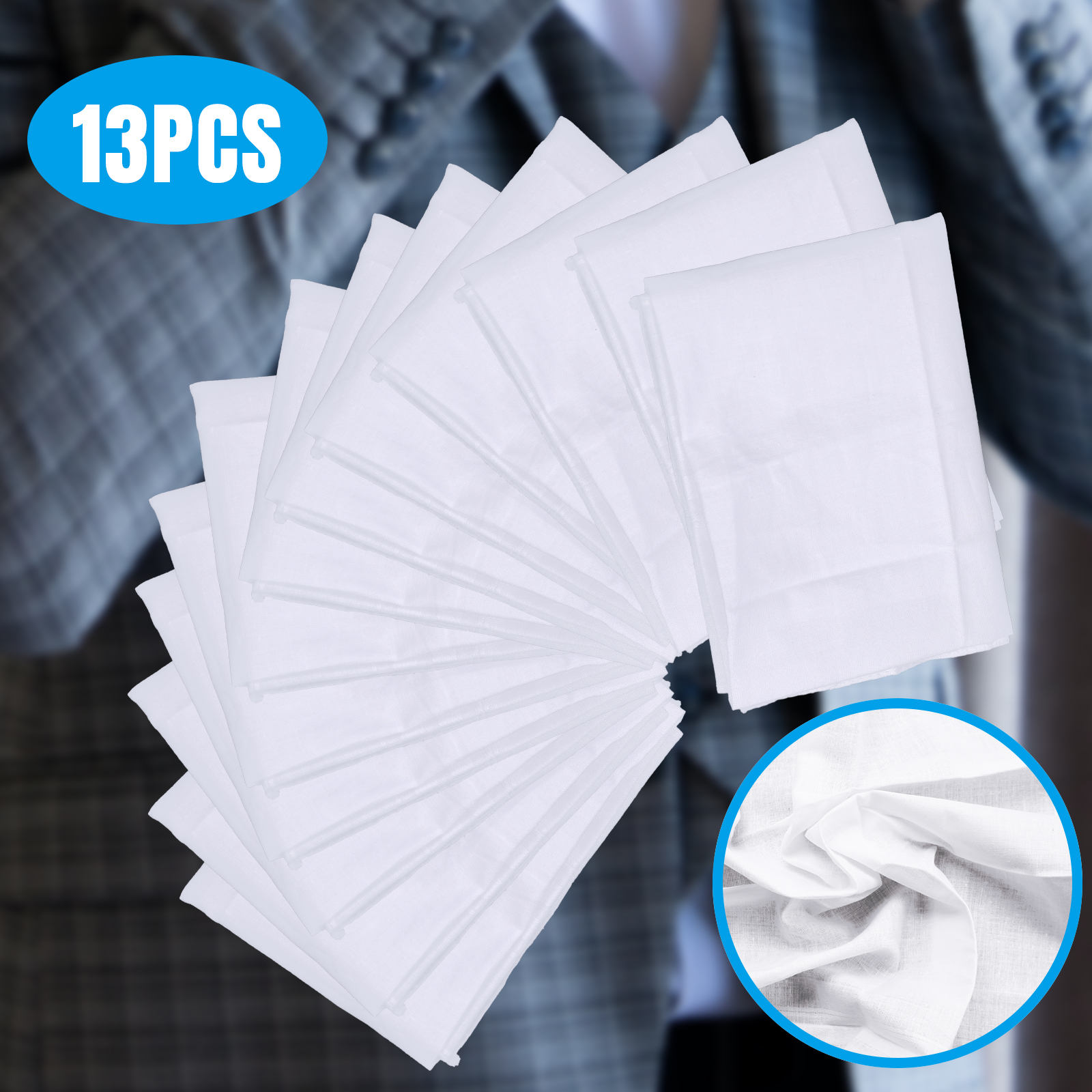 Handkerchiefs for Men,13PCS Mens White Cotton Soft Hankies,Men's