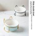 thumbnail image 4 of Cat Bowls, Puppy Ceramic Food and Water Bowls Set, Indoors Pet Bowls with Stand Gold-Elegant White, 4 of 5