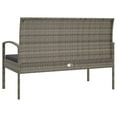 thumbnail image 3 of vidaXL Garden Bench with Cushion Grey 105 cm Poly Rattan, 3 of 5