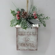Holiday Time Metal Mail Box With Bow N Leaf Ornament