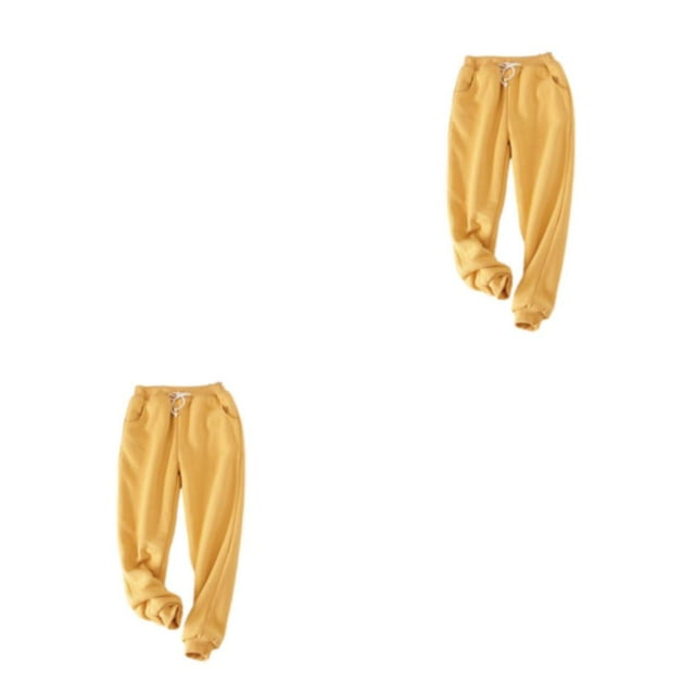 Ruiboury Stylish And Versatile Pants For Cozy Winter Stay Fashionable And Comfortable yellow XL 2Set