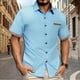 thumbnail image 1 of Blusa y camisa de manga corta con cuello vuelto para hombre, informal, a la moda, con botones, para negocios, de poliéster., 1 of 9