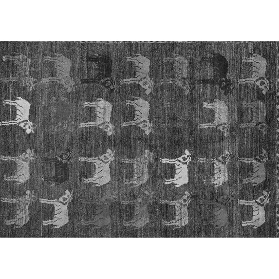 Ahgly Company Machine Washable Indoor Rectangle Abstract Gray Modern Area Rugs, 2' x 5'