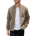 thumbnail image 2 of Huresd Mens Genuine Suede Bomber Jacket Leather Casual Varsity Vintage Smart Casual Brown XL, 2 of 5
