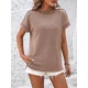 thumbnail image 5 of Camiseta con rayas onduladas para mujer, Jersey elegante de manga corta con cuello redondo, camisetas informales cómodas para el día a día, 5 of 5
