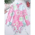 thumbnail image 6 of renvena Baby Girls Long Sleeve Floral Ruffle Swimsuit One Piece Rash Guard Swimwear with Zipper, 6 of 7