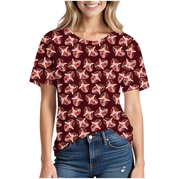 Tops de Cuello Redondo para las Mujeres Camiseta Impresa de Moda Casual con Mangas Cortas, Tops Cortos para las Mujeres de Uso Diario