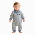 thumbnail image 5 of Gerichy Newborn Baby Girl Boy Winter Clothes Long Sleeve Lapel Jumpsuit Collar Striped Romper Playsuit Infant Baby Boys Fall Outfit 0-18 Months, 5 of 6