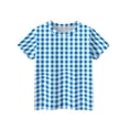 thumbnail image 5 of CCRFTGI Shirts for Girls Size 10-12 Cute Plaid Shirt Summer Tops Short Sleeve Girls Clothes Casual Crewneck Tees Blue 9-10 Years, 5 of 6