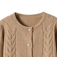 thumbnail image 4 of Vynhevius Women's Crew Neck Sweater Cable Knit Solid Pearl Button Down Cropped Fall Winter Casual Tops, 4 of 5