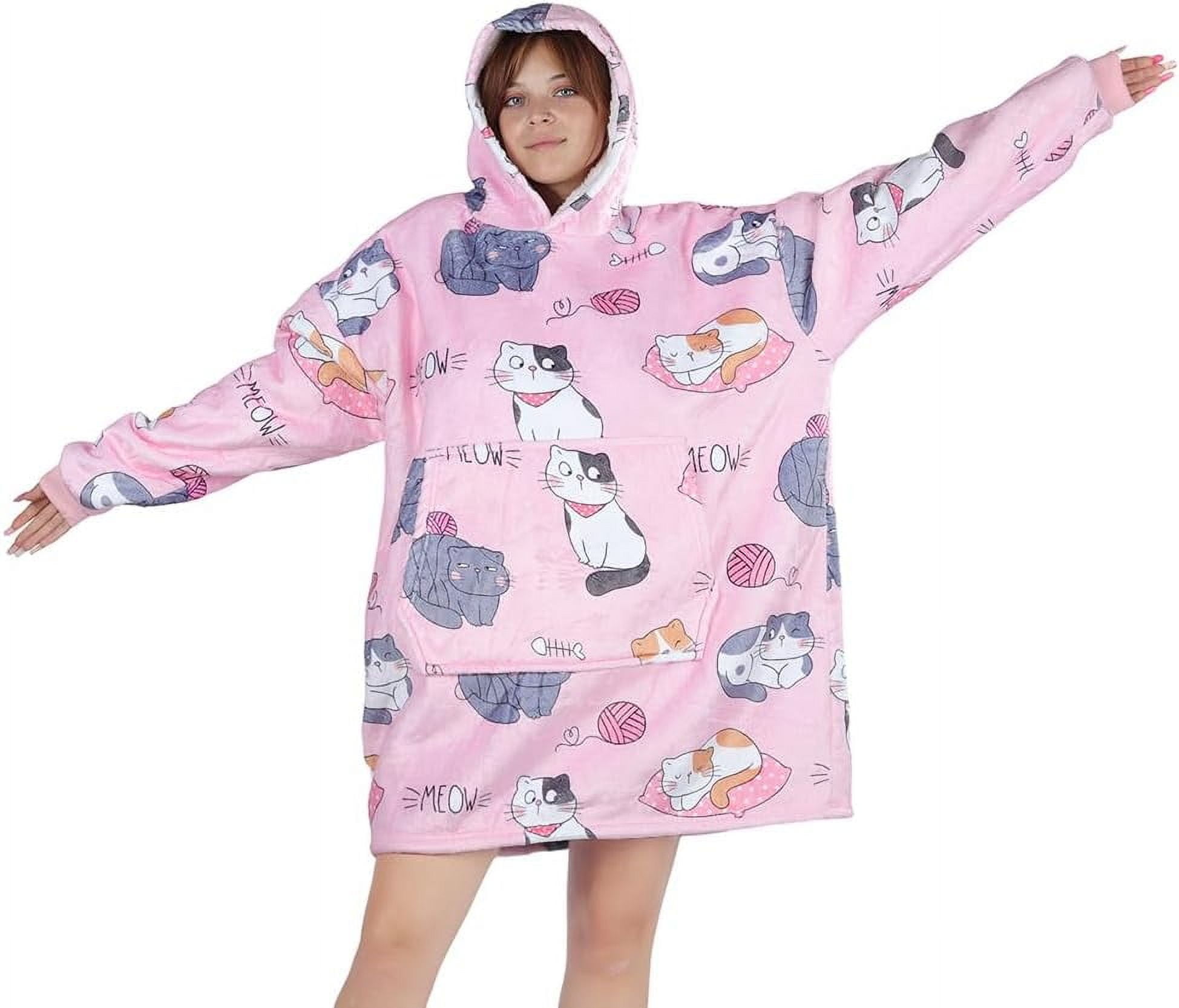 Moderong Wearable Blanket Hoodie, Oversized Flannel Comfy Sweatshirt for Adults,Warm Cozy Hooded Body Blanket