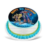 Transformers Optimus Prime Bumblebee Edible Cake Image Topper Personalized Birthday Party 8 Inches Round
