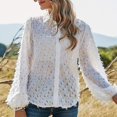 thumbnail image 1 of Chemise Femme, Chemise Femme Blanche à Franges Col Rabattu Manches Lanterne Boutonnée devant Blouse Décontractée, 1 of 8