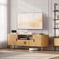 thumbnail image 5 of 70" Fluted TV Stand, Mid Century Modern TV Stand for TVs up to 80", Entertainment Center with Storage, Adjustable Shelves, Wood Media Console for Living Room, Bedroom, Natural, 5 of 7