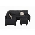 thumbnail image 5 of Modern Black Upholstered 6-Piece Sectional with Polyester Fabric (220×80×75cm), 5 of 12