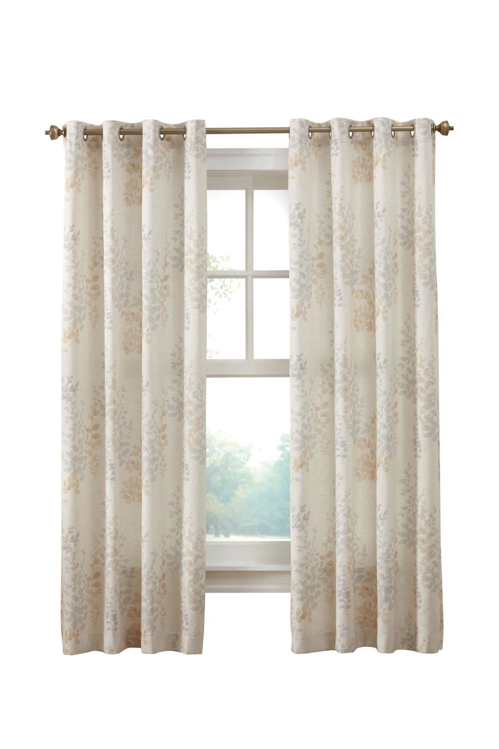 Loft Living Leszno, filtrant la lumière panneau de rideau à œillets jacquard à motif feuilles 50" x 84", ivoire