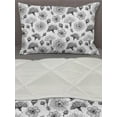 thumbnail image 3 of Floral Comforter & Sham Bedding Set, Print of Repetitive Charcoal Look Flowers Sketch on Plain Background, 3 pcs Duvet Set Microfiber Filling Quilt, 5 Sizes, Charcoal Grey and White, by Ambesonne, 3 of 4