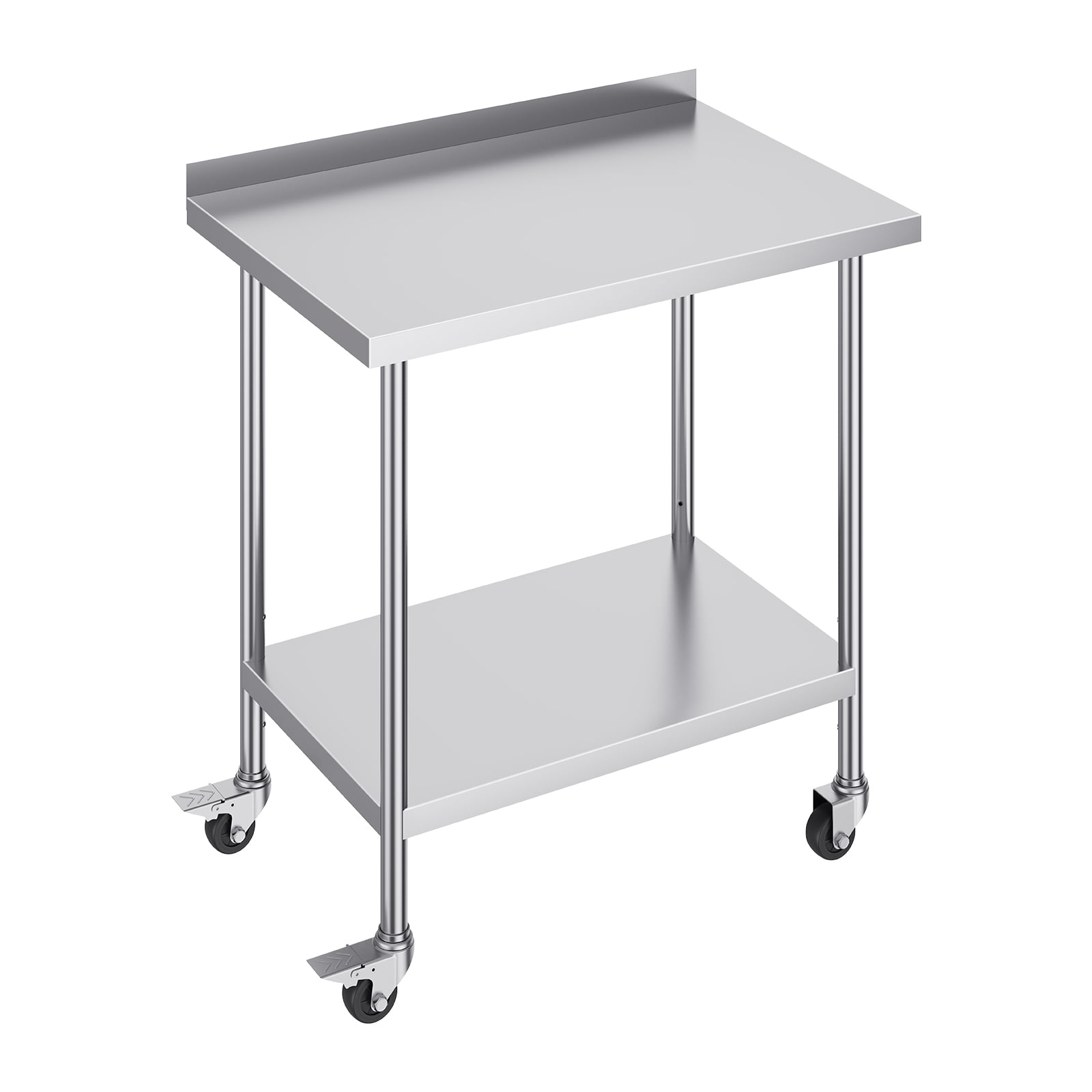 KFFKFF 24 x 36 x 40 Inch Stainless Steel Work Table, Commercial Food Prep Table with Wheels, Durable Metal Table with Adjustable Height for Kitchen, Home, and Hospitality Use