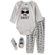 Bon Bebe Boys 0-9 Months Bodysuit Pant Set with Matching Shoes (Grey 0-3 Months)